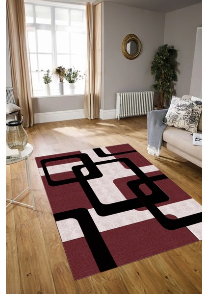 Dijital Baskılı Kaymaz Yıkanabilir Modern Desen Yolluk Mutfak Salon Halısı, N-Modern-40-Bordo, modelleri