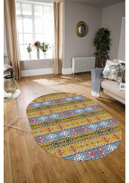 Dijital Kaymaz Yıkanabilir Modern Desen Oval Yolluk Mutfak Salon Halısı, N-O-Modern-19-Renkli, modelleri