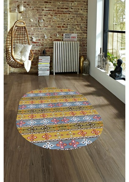 Dijital Kaymaz Yıkanabilir Modern Desen Oval Yolluk Mutfak Salon Halısı, N-O-Modern-19-Renkli, fırsatları