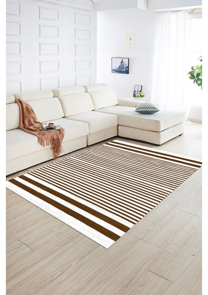 Dijital Baskılı Kaymaz Yıkanabilir Modern Desen Yolluk Mutfak Salon Halısı, N-Modern-63-Kahve, fiyatları