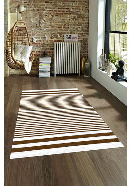 Dijital Baskılı Kaymaz Yıkanabilir Modern Desen Yolluk Mutfak Salon Halısı, N-Modern-63-Kahve, fırsatları