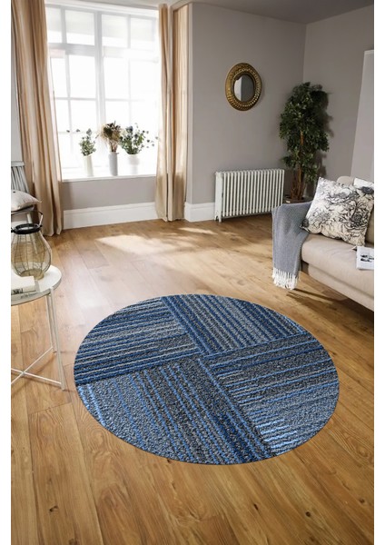 Dijital Kaymaz Taban Yıkanabilir Modern Desen Yuvarlak Mutfak Salon Halısı, N-Y-Modern-34-Mavi, modelleri