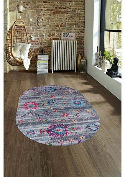 Dijital Kaymaz Yıkanabilir Modern Desen Oval Yolluk Mutfak Salon Halısı, N-O-Modern-30-Renkli,