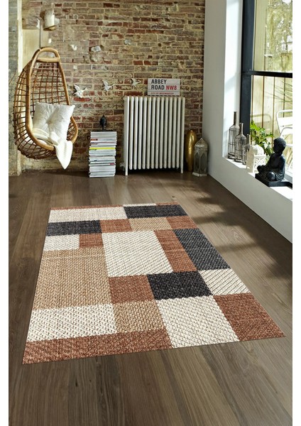 Dijital Baskılı Kaymaz Yıkanabilir Modern Desen Yolluk Mutfak Salon Halısı, N-Modern-77-Kahve, fırsatları