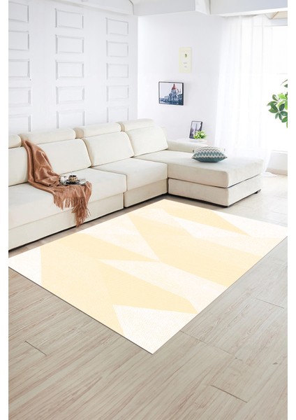 Dijital Baskılı Kaymaz Yıkanabilir Modern Desen Yolluk Mutfak Salon Halısı, N-Modern-54-Krem, fiyatları