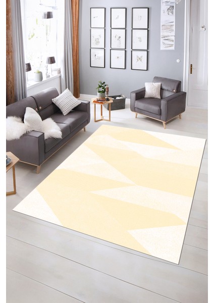 Dijital Baskılı Kaymaz Yıkanabilir Modern Desen Yolluk Mutfak Salon Halısı, N-Modern-54-Krem, indirimleri