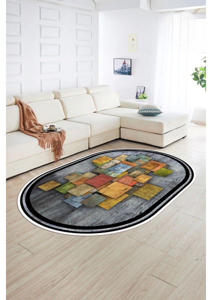 Dijital Kaymaz Yıkanabilir Modern Desen Oval Yolluk Mutfak Salon Halısı, N-O-Modern-13-Renkli, fiyatları