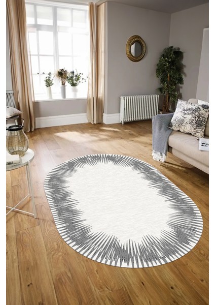 Dijital Kaymaz Yıkanabilir Modern Desen Oval Yolluk Mutfak Salon Halısı, N-O-Modern-48-Gri, modelleri
