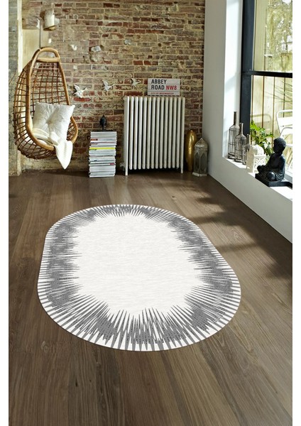 Dijital Kaymaz Yıkanabilir Modern Desen Oval Yolluk Mutfak Salon Halısı, N-O-Modern-48-Gri, fırsatları