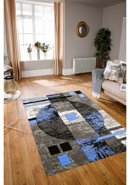 Dijital Baskılı Kaymaz Yıkanabilir Modern Desen Yolluk Mutfak Salon Halısı, N-Modern-33-Mavi, modelleri