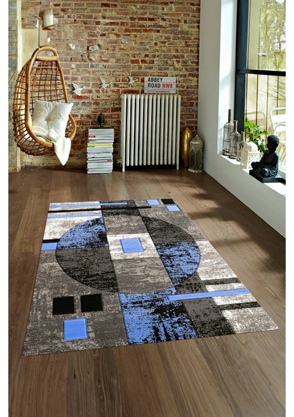 Dijital Baskılı Kaymaz Yıkanabilir Modern Desen Yolluk Mutfak Salon Halısı, N-Modern-33-Mavi, fırsatları