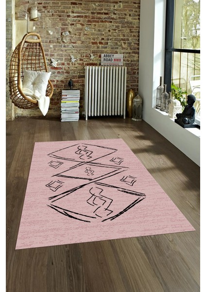 Dijital Baskılı Kaymaz Yıkanabilir Modern Desen Yolluk Mutfak Salon Halısı, N-Modern-59-Pembe, fırsatları