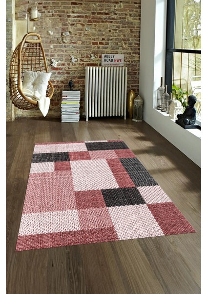 Dijital Baskılı Kaymaz Yıkanabilir Modern Desen Yolluk Mutfak Salon Halısı, N-Modern-77-Kırmızı, fırsatları