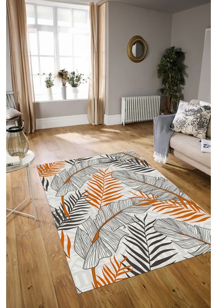 Dijital Baskılı Kaymaz Yıkanabilir Modern Desen Yolluk Mutfak Salon Halısı, N-Modern-98-Turuncu, modelleri