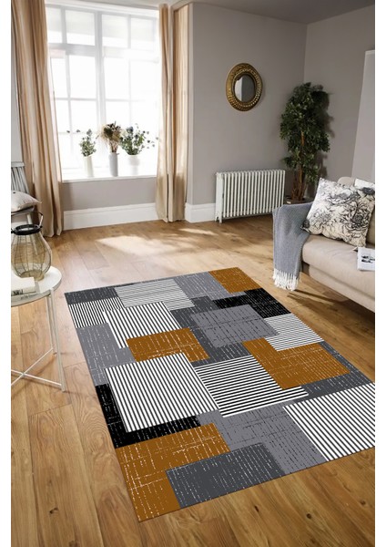 Dijital Baskılı Kaymaz Yıkanabilir Modern Desen Yolluk Mutfak Salon Halısı, N-Modern-47-Kahve, modelleri