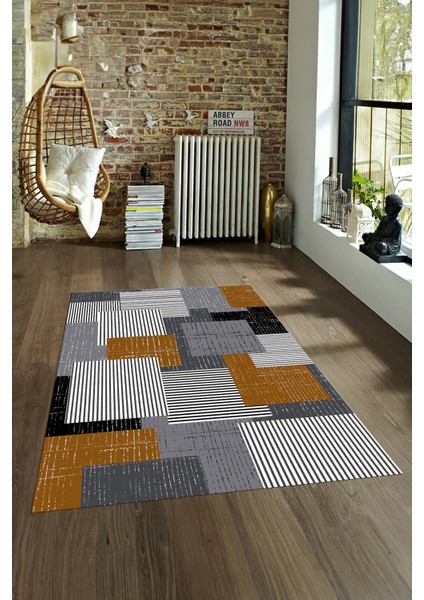 Dijital Baskılı Kaymaz Yıkanabilir Modern Desen Yolluk Mutfak Salon Halısı, N-Modern-47-Kahve, fırsatları