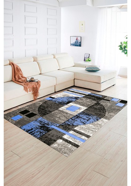 Dijital Baskılı Kaymaz Yıkanabilir Modern Desen Yolluk Mutfak Salon Halısı, N-Modern-33-Mavi, fiyatları