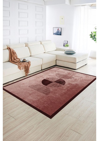Dijital Baskılı Kaymaz Yıkanabilir Modern Desen Yolluk Mutfak Salon Halısı, N-Modern-94-Bordo, fiyatları