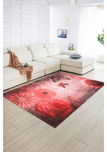 Dijital Baskılı Kaymaz Yıkanabilir Modern Desen Yolluk Mutfak Salon Halısı, N-MODERN-109-KIRMIZI, fiyatları