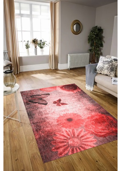 Dijital Baskılı Kaymaz Yıkanabilir Modern Desen Yolluk Mutfak Salon Halısı, N-MODERN-109-KIRMIZI, modelleri