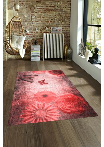 Dijital Baskılı Kaymaz Yıkanabilir Modern Desen Yolluk Mutfak Salon Halısı, N-MODERN-109-KIRMIZI, fırsatları