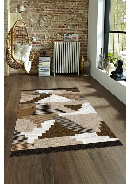 Dijital Baskılı Kaymaz Yıkanabilir Modern Desen Yolluk Mutfak Salon Halısı, N-Modern-11-Kahve, fırsatları