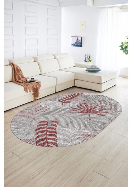 Dijital Kaymaz Yıkanabilir Modern Desen Oval Yolluk Mutfak Salon Halısı, N-O-Modern-95-Bordo, fiyatları