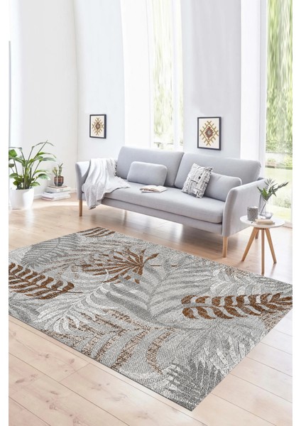 Dijital Baskılı Kaymaz Yıkanabilir Modern Desen Yolluk Mutfak Salon Halısı, N-Modern-95-Kahve,