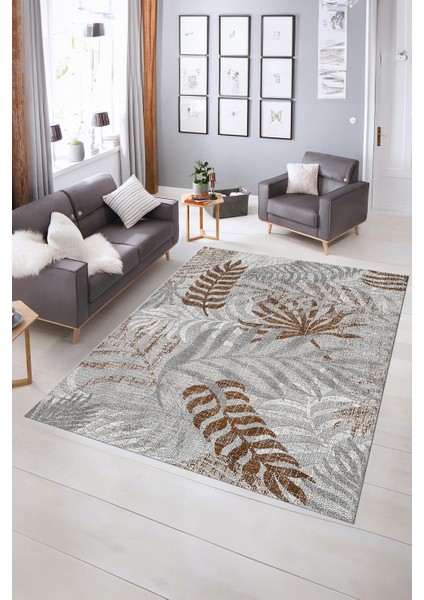 Dijital Baskılı Kaymaz Yıkanabilir Modern Desen Yolluk Mutfak Salon Halısı, N-Modern-95-Kahve, indirimleri