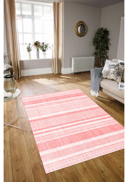 Dijital Baskılı Kaymaz Yıkanabilir Modern Desen Yolluk Mutfak Salon Halısı, N-Modern-36-Pembe,