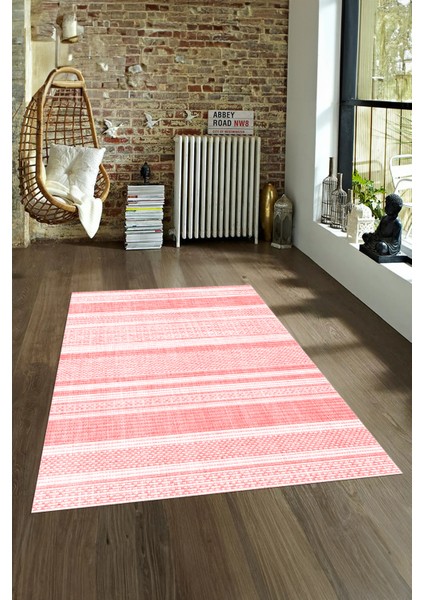 Dijital Baskılı Kaymaz Yıkanabilir Modern Desen Yolluk Mutfak Salon Halısı, N-Modern-36-Pembe,