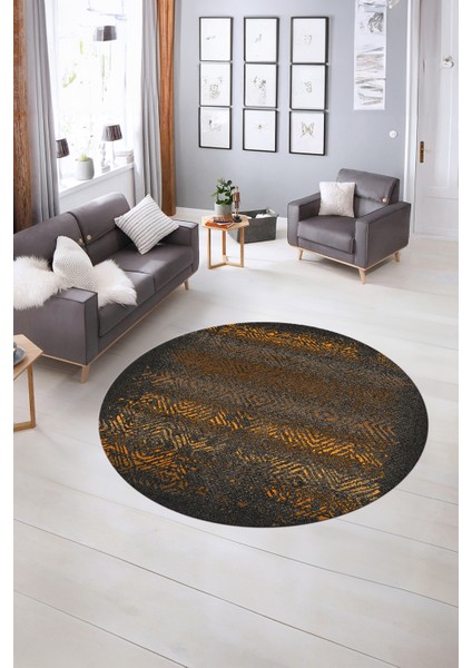 Dijital Kaymaz Taban Yıkanabilir Modern Desen Yuvarlak Mutfak Salon Halısı, N-Y-Modern-28-Kahve, indirimleri