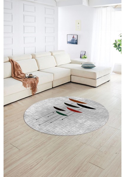 Dijital Kaymaz Taban Yıkanabilir Modern Desen Yuvarlak Mutfak Salon Halısı, N-Y-MODERN-112-GRİ, fiyatları