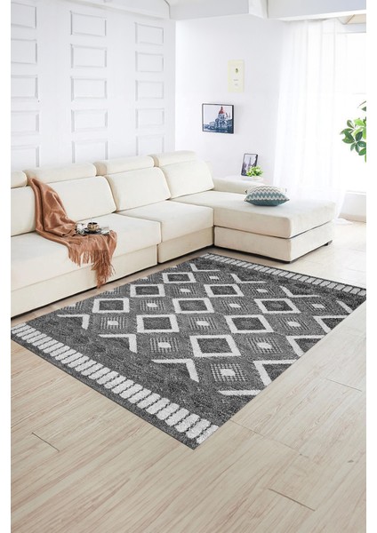 Dijital Baskılı Kaymaz Yıkanabilir Modern Desen Yolluk Mutfak Salon Halısı, N-Modern-69-Gri, fiyatları