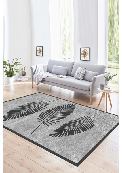 Dijital Baskılı Kaymaz Yıkanabilir Modern Desen Yolluk Mutfak Salon Halısı, N-Modern-41-Gri,