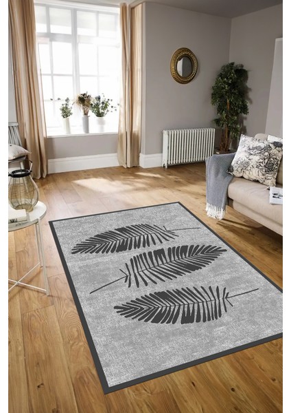 Dijital Baskılı Kaymaz Yıkanabilir Modern Desen Yolluk Mutfak Salon Halısı, N-Modern-41-Gri,