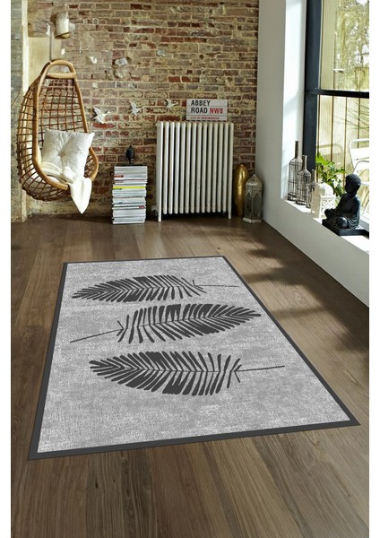 Dijital Baskılı Kaymaz Yıkanabilir Modern Desen Yolluk Mutfak Salon Halısı, N-Modern-41-Gri,