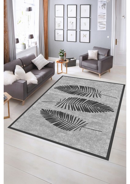 Dijital Baskılı Kaymaz Yıkanabilir Modern Desen Yolluk Mutfak Salon Halısı, N-Modern-41-Gri,