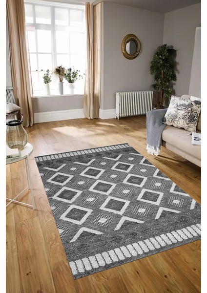Dijital Baskılı Kaymaz Yıkanabilir Modern Desen Yolluk Mutfak Salon Halısı, N-Modern-69-Gri, modelleri