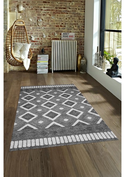 Dijital Baskılı Kaymaz Yıkanabilir Modern Desen Yolluk Mutfak Salon Halısı, N-Modern-69-Gri, fırsatları