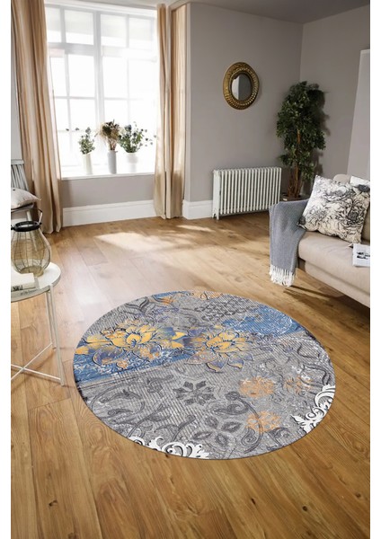 Dijital Kaymaz Taban Yıkanabilir Modern Desen Yuvarlak Mutfak Salon Halısı, N-Y-Modern-15-Renkli, modelleri