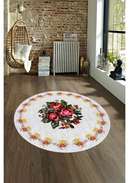 Dijital Kaymaz Taban Yıkanabilir Modern Desen Yuvarlak Mutfak Salon Halısı, N-Y-Modern-20-Beyaz, fırsatları