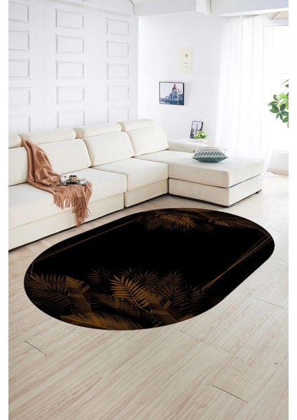 Dijital Kaymaz Yıkanabilir Modern Desen Oval Yolluk Mutfak Salon Halısı, N-O-Modern-26-Kahve, fiyatları
