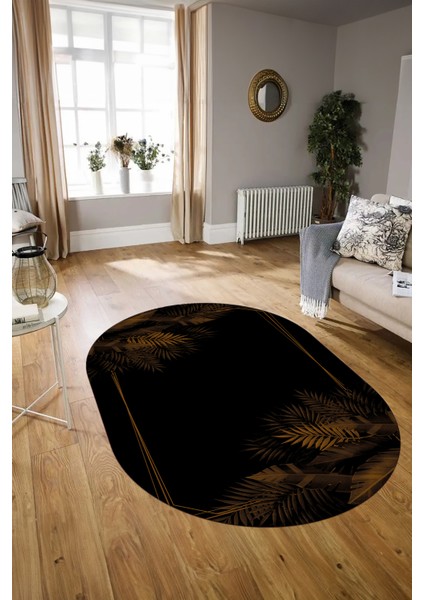 Dijital Kaymaz Yıkanabilir Modern Desen Oval Yolluk Mutfak Salon Halısı, N-O-Modern-26-Kahve, modelleri