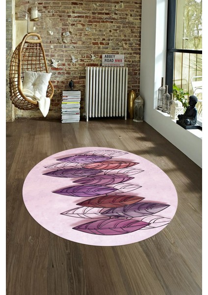 Dijital Kaymaz Taban Yıkanabilir Modern Desen Yuvarlak Mutfak Salon Halısı, N-Y-Modern-08-Mor, fırsatları