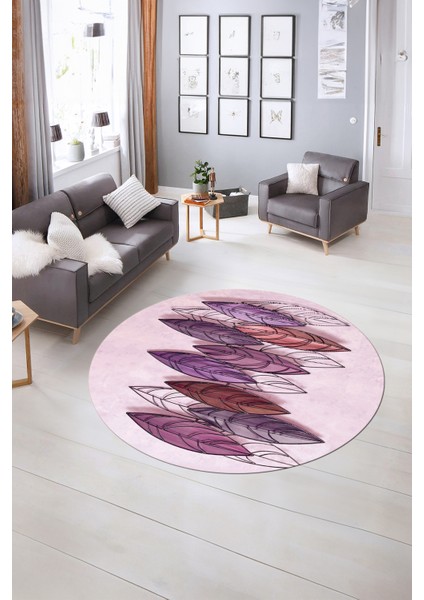 Dijital Kaymaz Taban Yıkanabilir Modern Desen Yuvarlak Mutfak Salon Halısı, N-Y-Modern-08-Mor, indirimleri