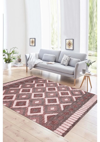 Dijital Baskılı Kaymaz Yıkanabilir Modern Desen Yolluk Mutfak Salon Halısı, N-Modern-69-Bordo,