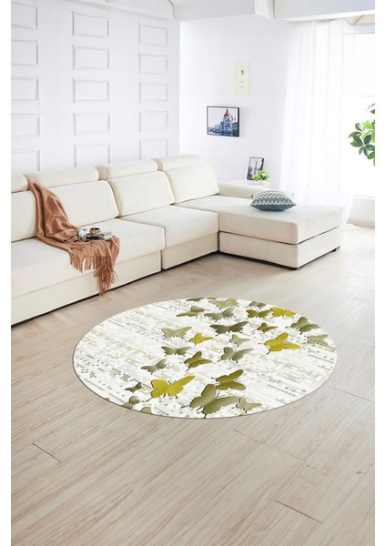 Dijital Kaymaz Taban Yıkanabilir Modern Desen Yuvarlak Mutfak Salon Halısı, N-Y-Modern-42-Sarı, fiyatları