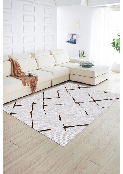 Dijital Baskılı Kaymaz Yıkanabilir Modern Desen Yolluk Mutfak Salon Halısı, N-Modern-72-Kahve, fiyatları