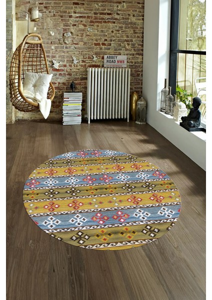 Dijital Kaymaz Taban Yıkanabilir Modern Desen Yuvarlak Mutfak Salon Halısı, N-Y-Modern-19-Renkli,